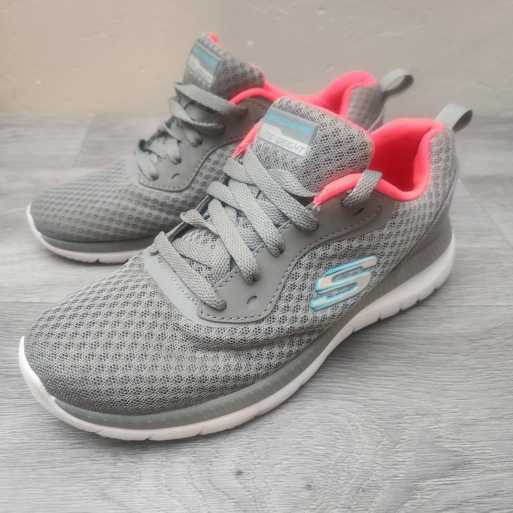 Skechers Bountiful LiteWeight Sneakers Shoes Grey Size 6 Walking Breathable Mesh